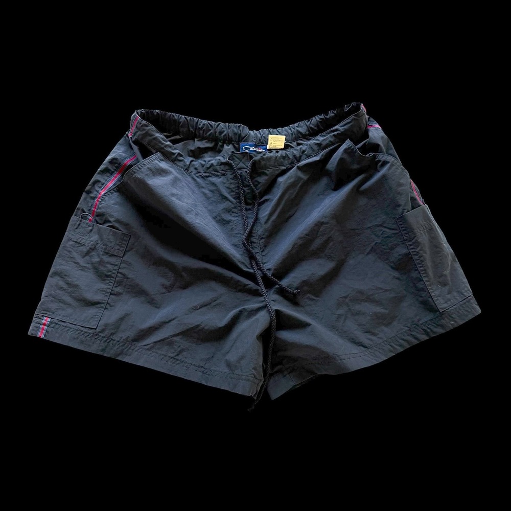 80's Catalina Navy Nylon Cargo Swim Shorts Drawstring XL CA814080
